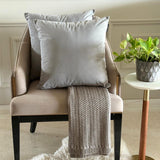Light Gray Velvet Throw Cushion Cover