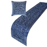 Sapphire Knots - Velvet Blue Decorative Bed Runner and Cushion Cover