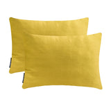 Dull Yellow Slub Satin Lumbar Cushion Cover