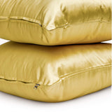 Dull Yellow Satin Lumbar Cushion Cover Pack of 2 - Dull Yellow Slub Satin