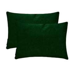 Bottle Green Velvet Lumbar Cushion Cover Pack of 2 - Bottle Green Velvet Dream