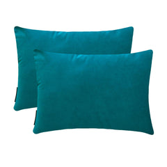 Turquoise Blue Velvet Lumbar Cushion Cover Pack of 2 - Turquoise Velvet Dream
