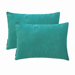 Aqua Blue Velvet Lumbar Cushion Cover Pack of 2 - Aqua Velvet Dream