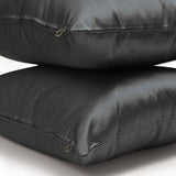 Charcoal Gray Satin Lumbar Cushion Cover Pack of 2 - Charcoal Slub Satin