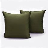 Olive Green Plain Satin Throw Cushion Cover - Dark Olive Green Slub Satin