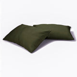 Olive Green Satin Lumbar Cushion Cover Pack of 2 - Dark Green Olive Slub Satin
