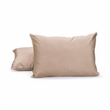 Peach Beige Satin Lumbar Cushion Cover Pack of 2 - Peach Beige Slub Satin