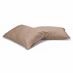 Peach Beige Satin Lumbar Cushion Cover Pack of 2 - Peach Beige Slub Satin