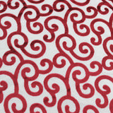 Cayenne Red Scrolls Printed Velvet Fabric By the Metre