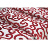 Cayenne Red Scrolls Printed Velvet Fabric By the Metre