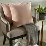 Pastel Peach Plain Velvet Throw Cushion Cover - Pastel Peach Velvet