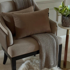 Mocha Brown Velvet Lumbar Cushion Cover Pack of 2 - Mocha Brown Velvet Dream