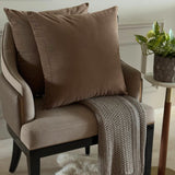 Mocha Brown Plain Velvet Throw Cushion Cover - Mocha Brown Velvet