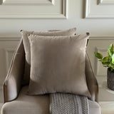 Taupe Plain Velvet Throw Cushion Cover - Taupe Velvet