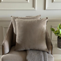 Taupe Plain Velvet Throw Cushion Cover - Taupe Velvet