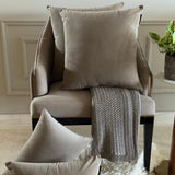 Taupe Plain Velvet Throw Cushion Cover - Taupe Velvet