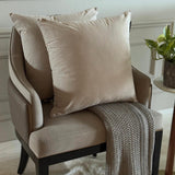 Fawn Plain Velvet Throw Cushion Cover - Fawn Velvet