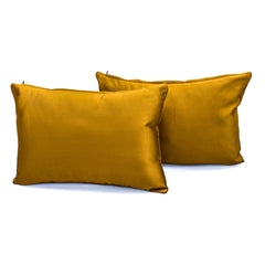 Dark Gold Satin Lumbar Cushion Cover Pack of 2 - Dark Gold Slub Satin