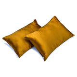 Dark Gold Satin Lumbar Cushion Cover Pack of 2 - Dark Gold Slub Satin