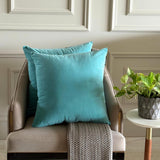 Aqua Plain Velvet Throw Cushion Cover - Aqua Velvet