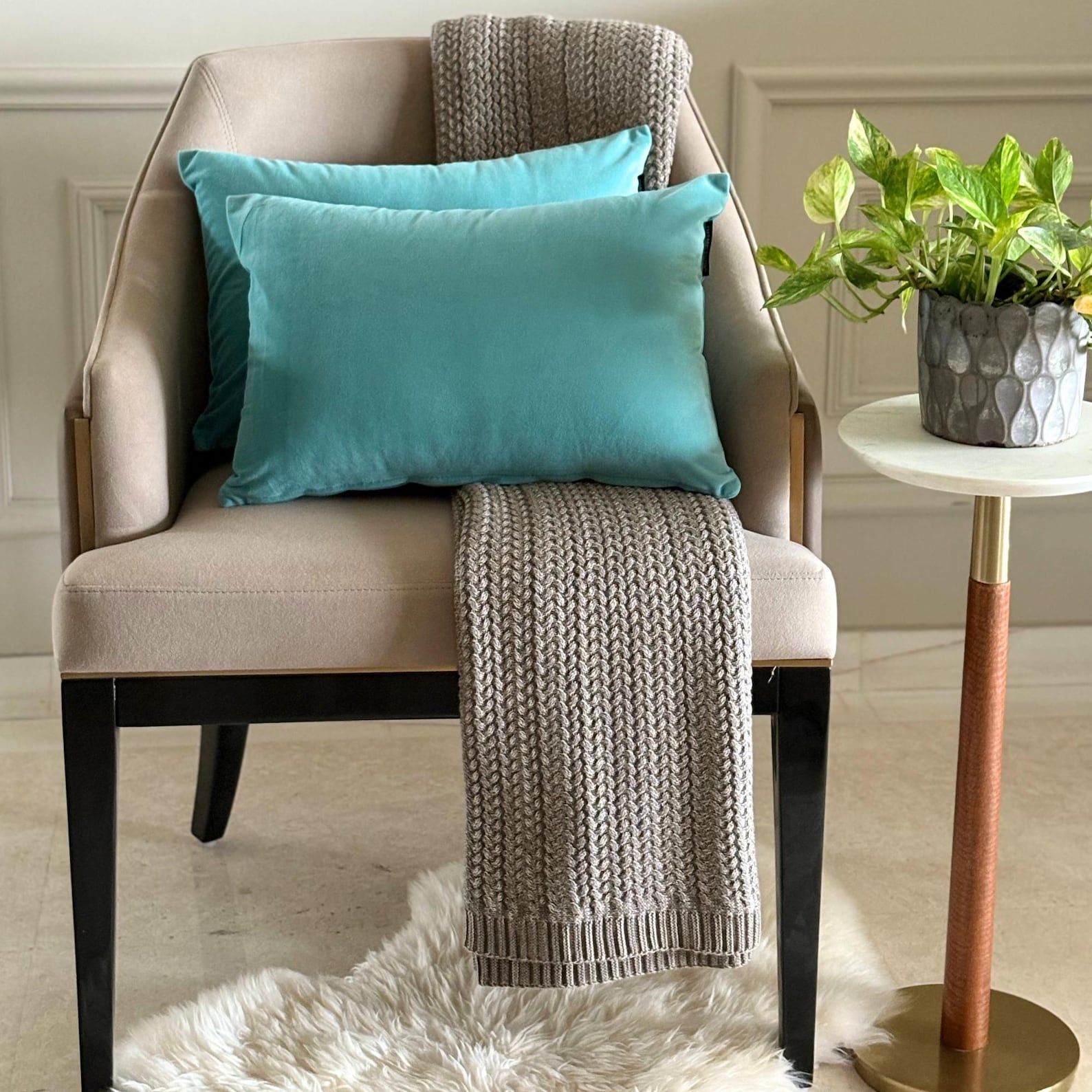 Aqua Velvet Dream Lumbar Cushion Cover