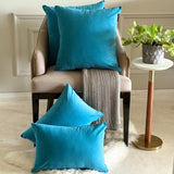 Turquoise Blue Plain Velvet Throw Cushion Cover - Turquoise Velvet