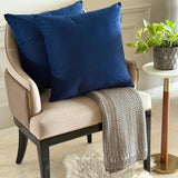 Navy Blue Plain Velvet Throw Cushion Cover - Navy Blue Velvet