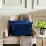 Navy Blue Velvet Lumbar Cushion Cover Pack of 2 - Navy Velvet Dream