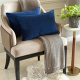 Navy Blue Velvet Lumbar Cushion Cover Pack of 2 - Navy Velvet Dream