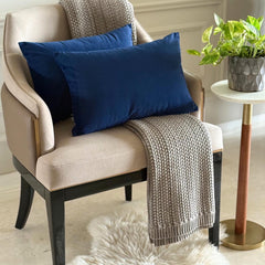Navy Blue Velvet Lumbar Cushion Cover Pack of 2 - Navy Velvet Dream