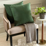 Dark Green Plain Velvet Throw Cushion Cover - Dark Green Velvet