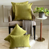 Chartreuse Green Velvet Lumbar Cushion Cover Pack of 2 - Chartreuse Velvet Dream