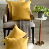 Mustard Yellow Plain Velvet Throw Cushion Cover - Mustard Yellow Velvet