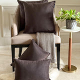 Dark Brown Plain Velvet Throw Cushion Cover - Dark Brown Velvet