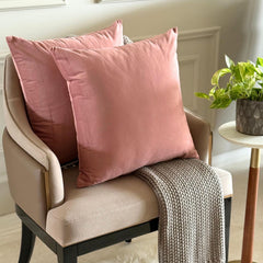 Blush Pink Plain Velvet Throw Cushion Cover - Blush Pink Velvet