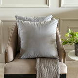 Light Gray Plain Velvet Throw Cushion Cover - Light Gray Velvet