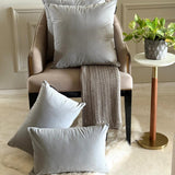 Light Gray Plain Velvet Throw Cushion Cover - Light Gray Velvet