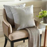 Light Gray Plain Velvet Throw Cushion Cover - Light Gray Velvet