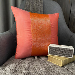 Peachy Orange - Orange Art Silk Decorative Euro Sham