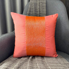 Peachy Orange - Orange Art Silk Decorative Euro Sham