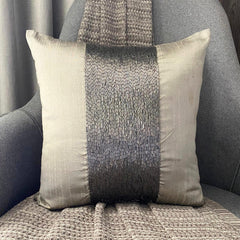 Gunmetal Center - Gray Art Silk Decorative Euro Sham