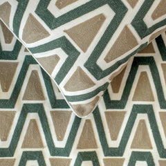 Triad - Cotton Muted Green & Mocha Brown Decorative Bed Runner and Cushion Cover