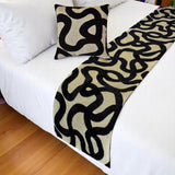 Noir Scroll - Cut Velvet Black Decorative Bed Runner and Cushion Cover