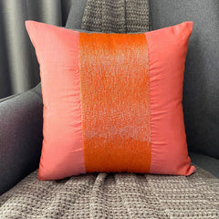 Peachy Orange - Orange Art Silk Decorative Euro Sham