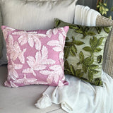 Leafy Days - Green Art Silk Throw Cushion Cover