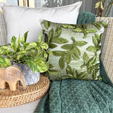 Leafy Days - Green Art Silk Throw Cushion Cover
