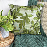 Leafy Days - Green Art Silk Throw Cushion Cover