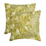 Creamy Yellow Roses - Yellow Art Silk Decorative Euro Sham