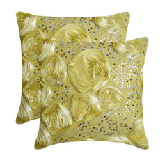 Creamy Yellow Roses - Yellow Art Silk Throw Pillow Cover