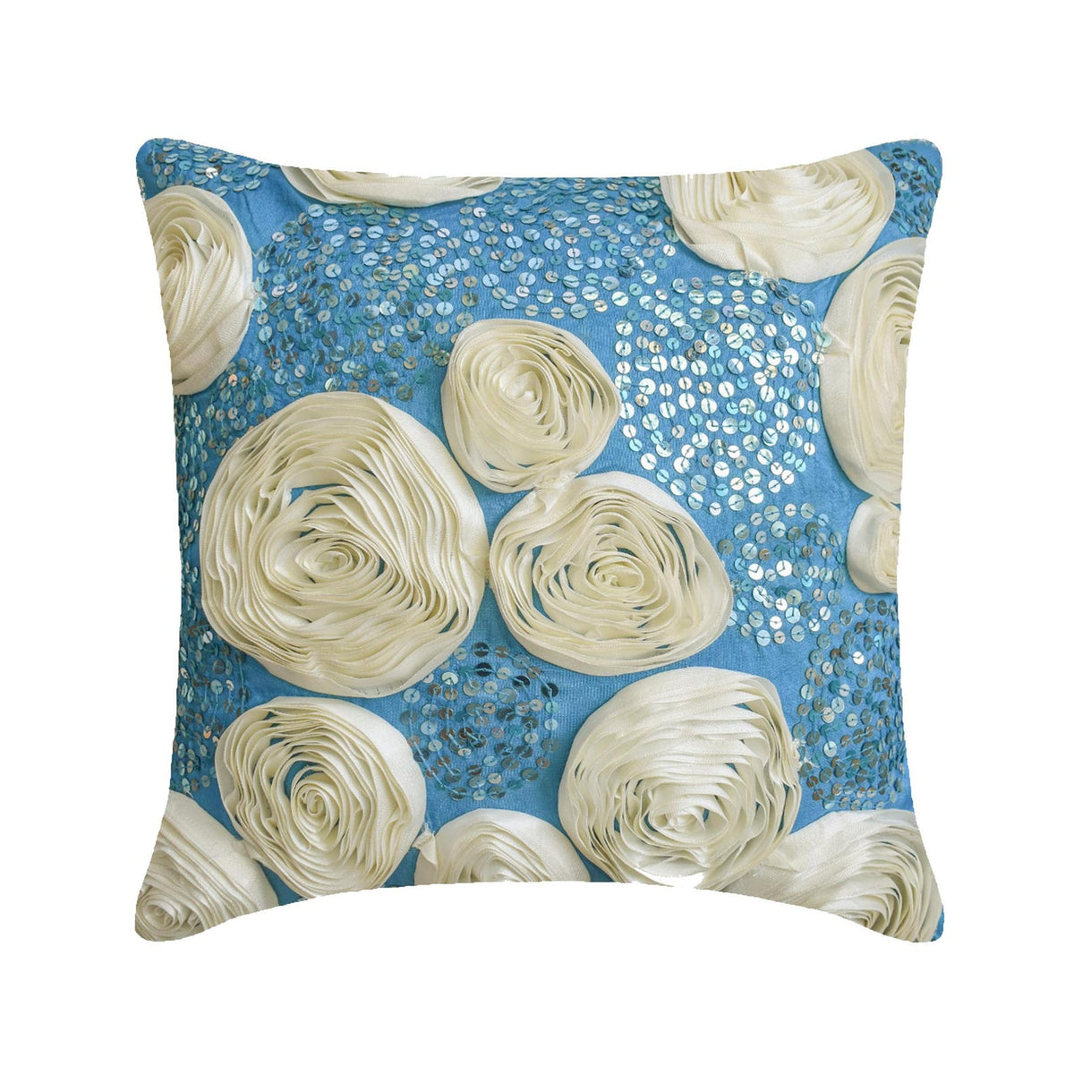 Eternity - Aqua Blue Art Silk Decorative Euro Sham